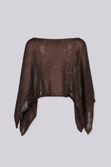 Lightweight sheer knit oversized Poncho with allover sparkle flecks throughout