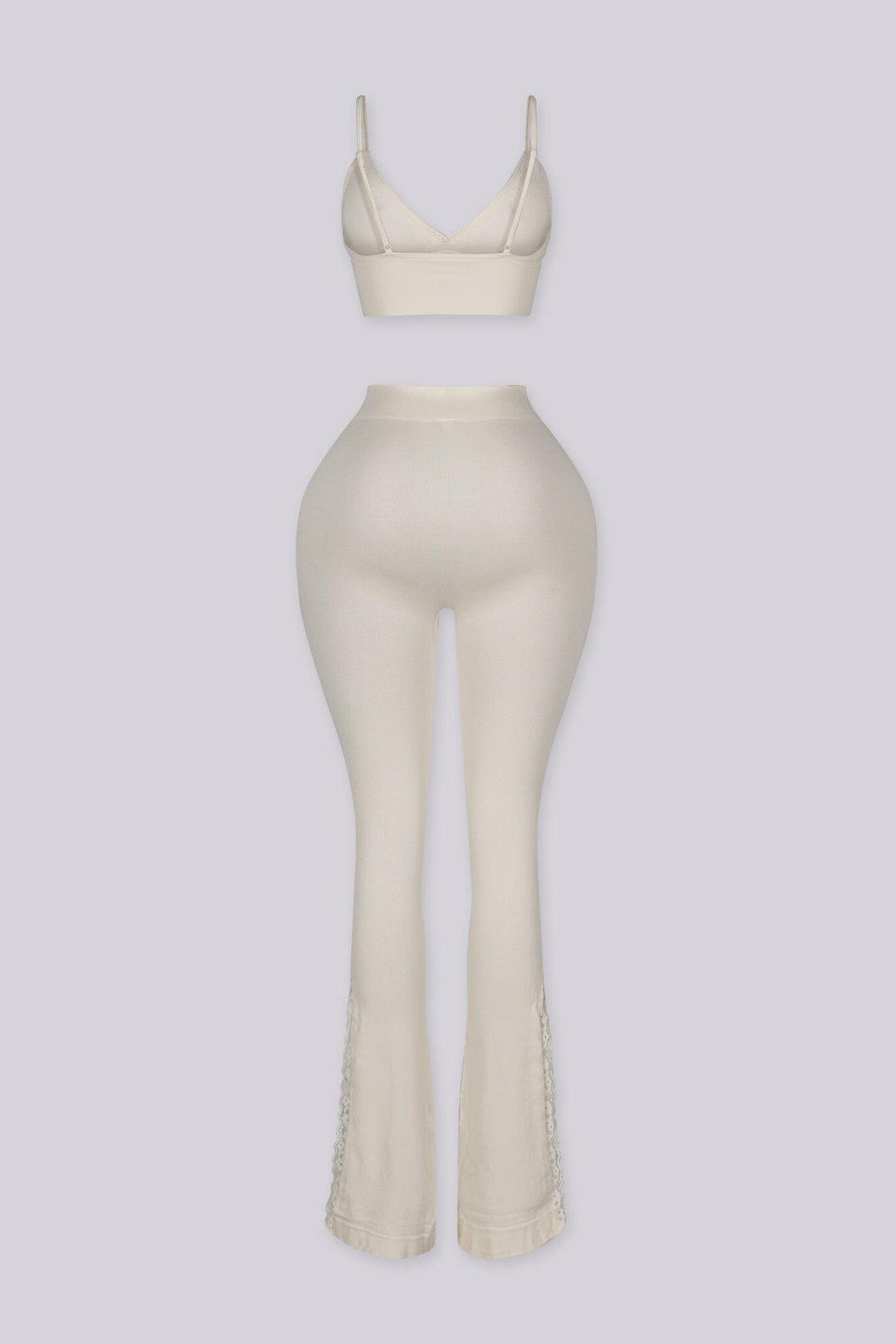 EDGE — vanilla tank and flare pants set, back view flat lay