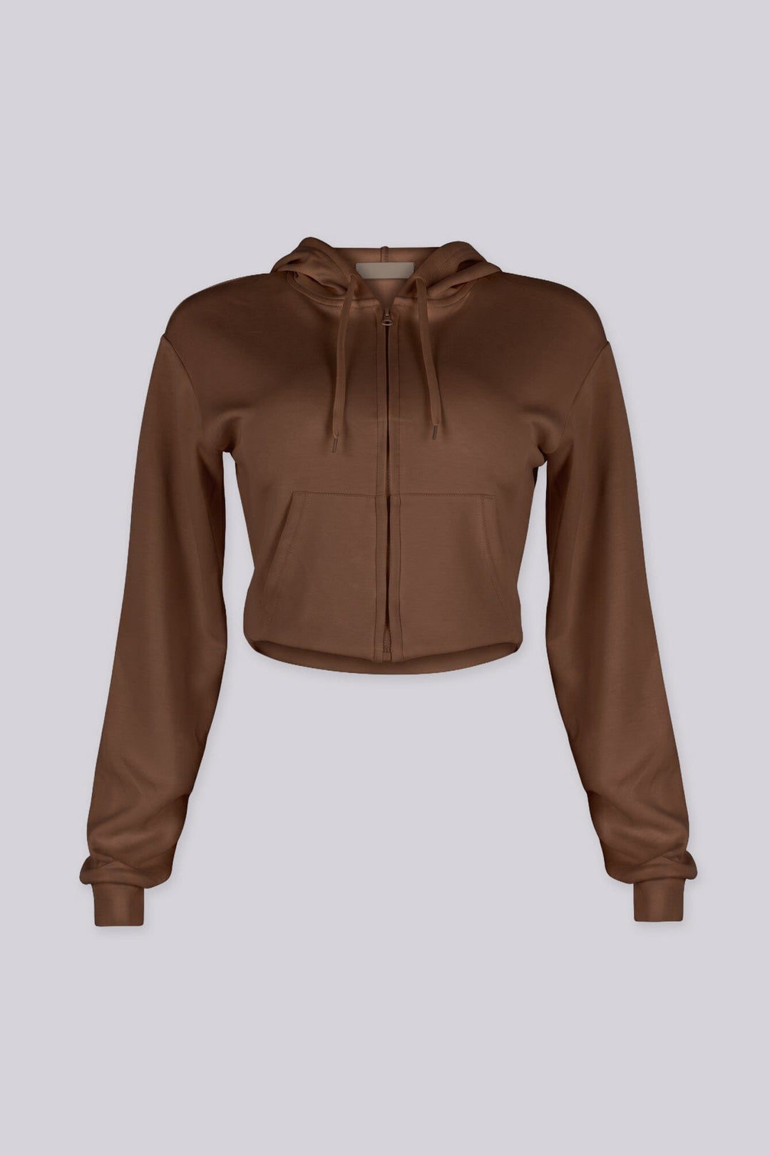 Soft brushed fleece cropped zip up hoodie with a relaxed everyday fit