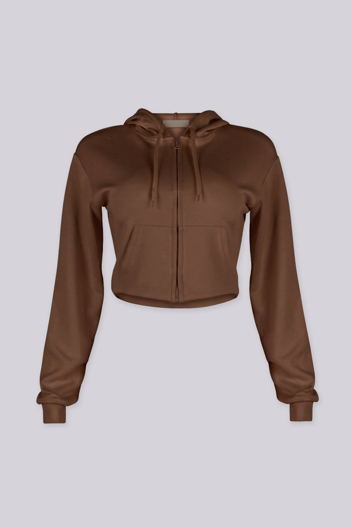Soft brushed fleece cropped zip up hoodie with a relaxed everyday fit