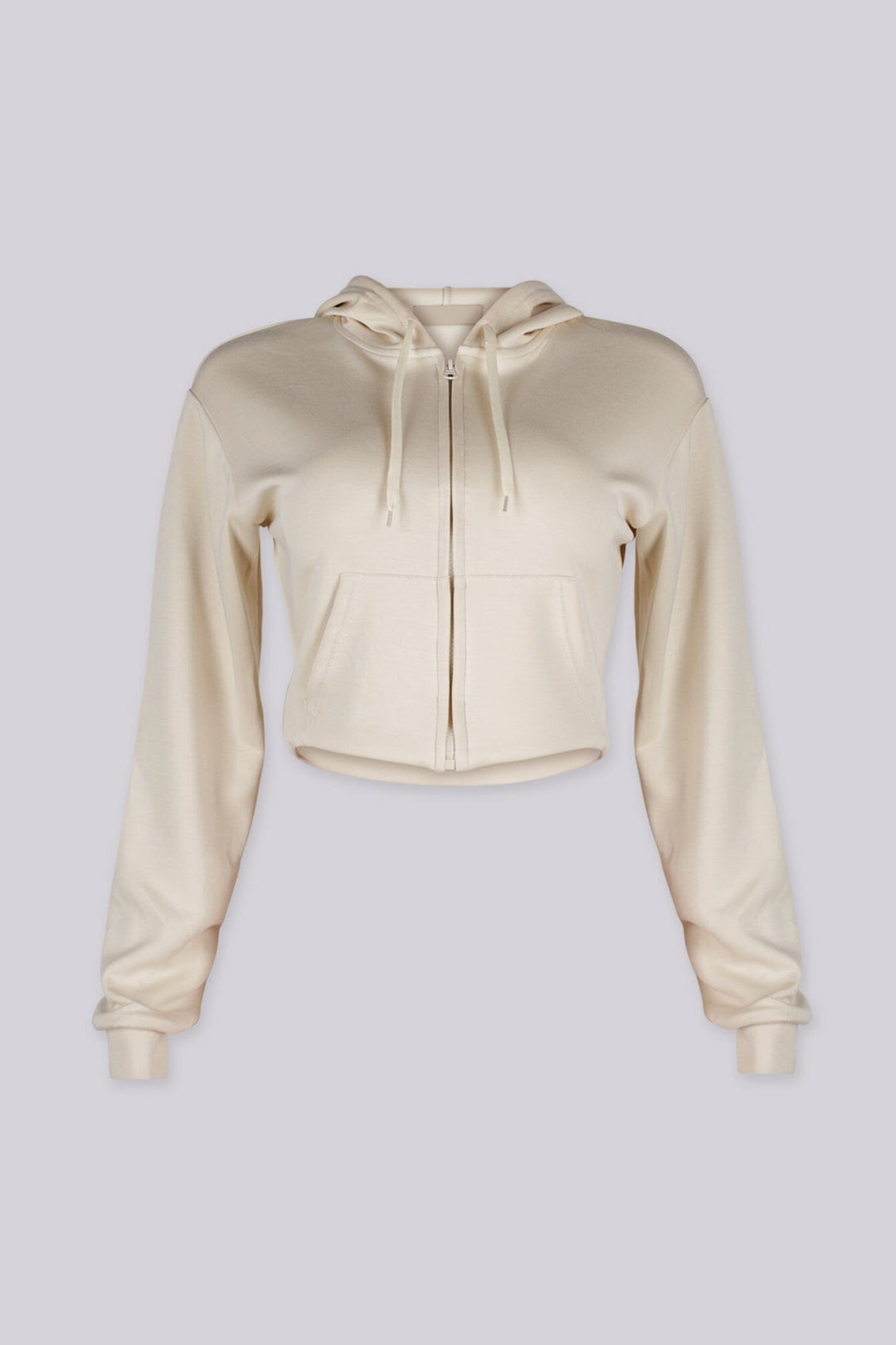 Soft brushed fleece cropped zip up hoodie with a relaxed everyday fit