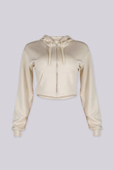 Soft brushed fleece cropped zip up hoodie with a relaxed everyday fit