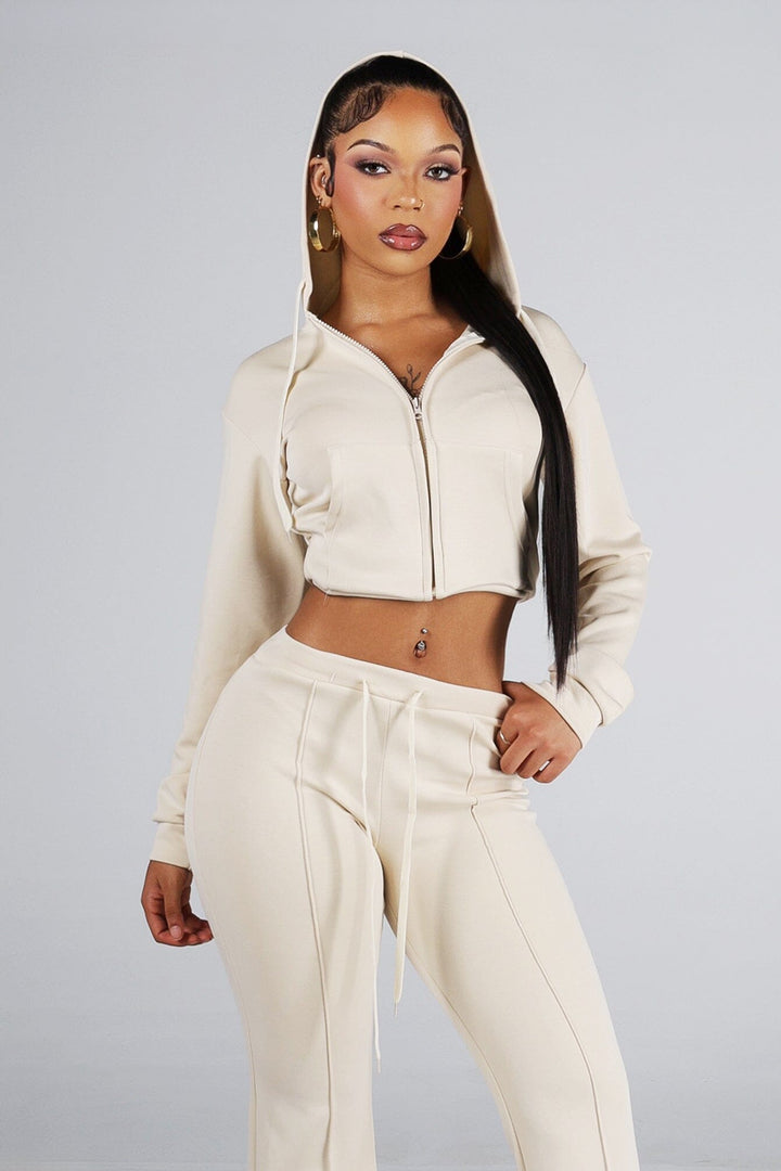 Soft brushed fleece cropped zip up hoodie with a relaxed everyday fit