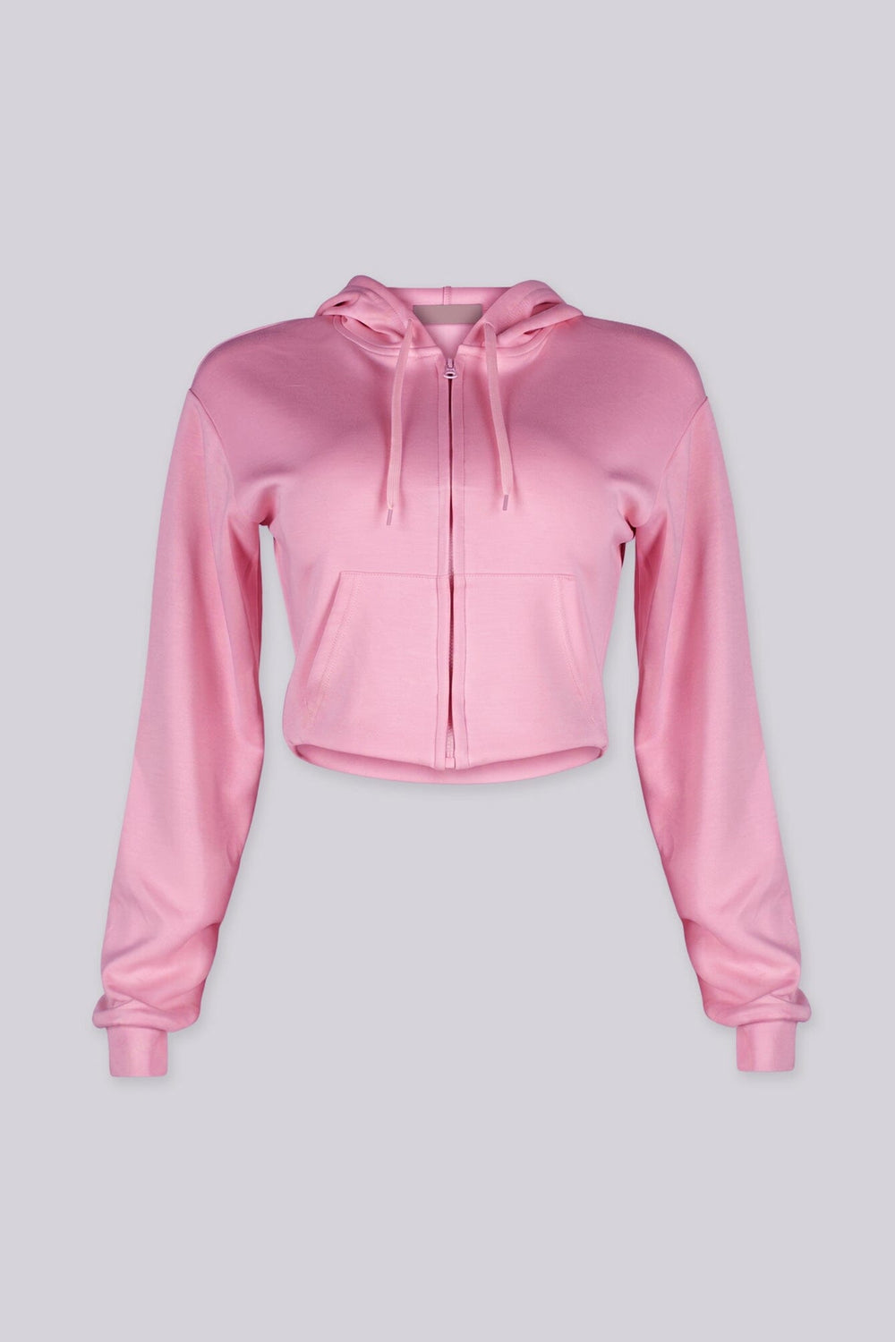 Soft brushed fleece cropped zip up hoodie with a relaxed everyday fit