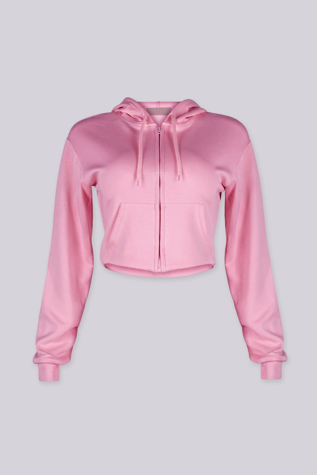 Soft brushed fleece cropped zip up hoodie with a relaxed everyday fit