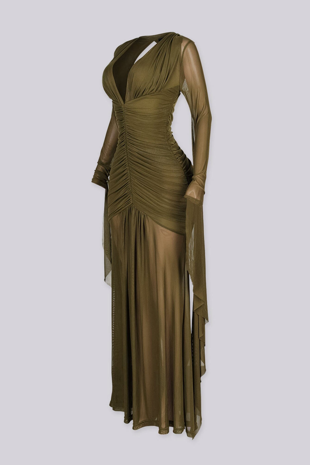 Verena Mesh Ruched Maxi Dress