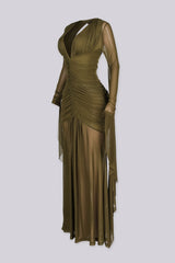 Verena Mesh Ruched Maxi Dress