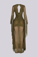 Verena Mesh Ruched Maxi Dress