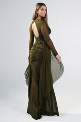 Verena Mesh Ruched Maxi Dress