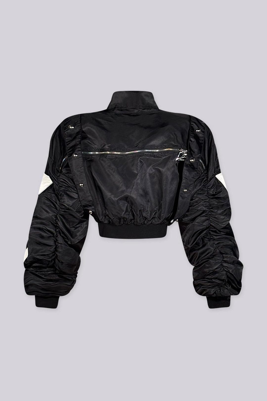 Vertex Graphic Print Cropped Bomber Jacket