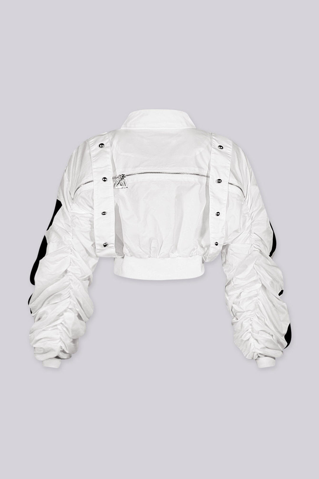 Vertex Graphic Print Cropped Bomber Jacket