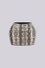 Fitted sequin mini skirt with an allover snakeskin print sparkle finish