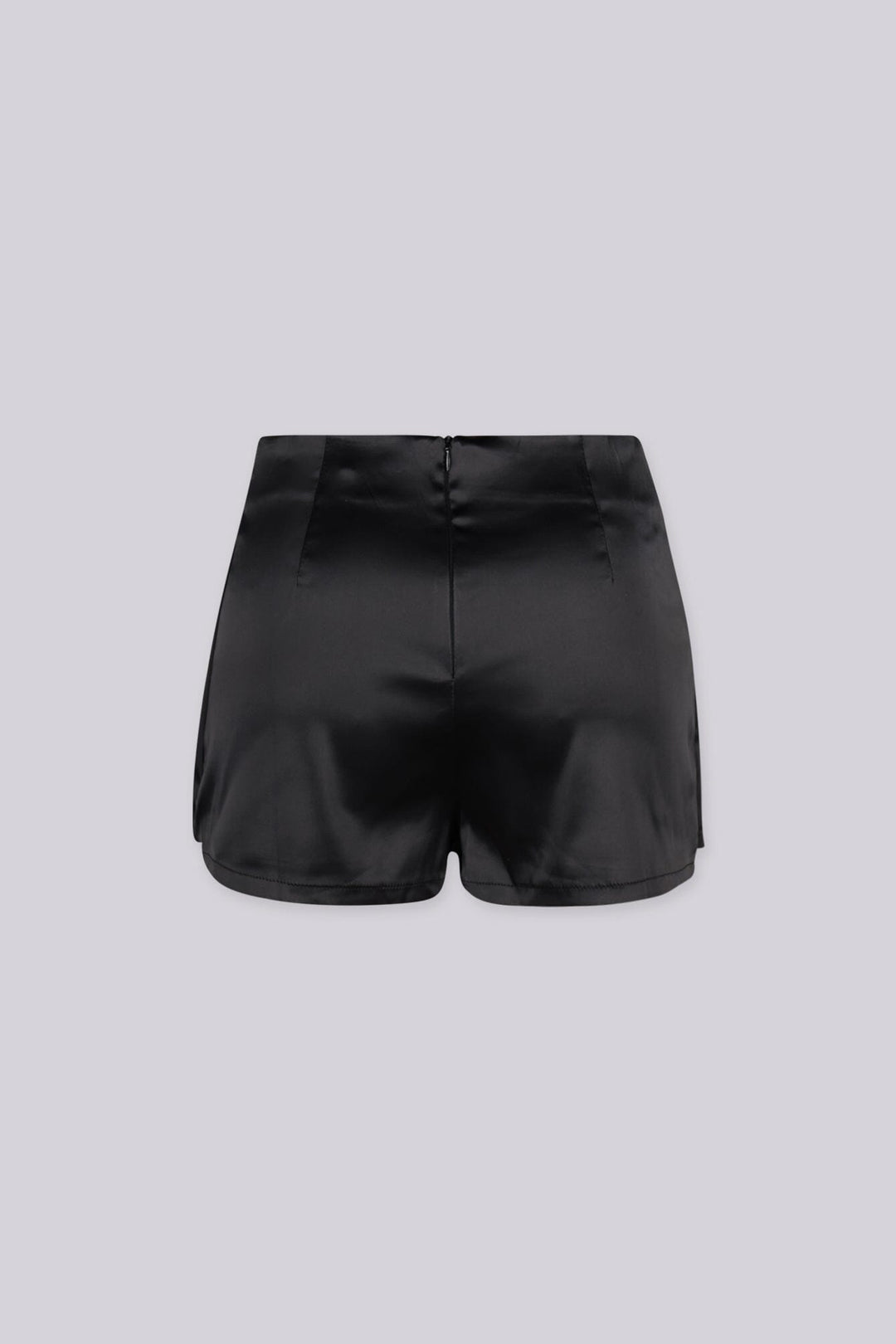 Satin high rise A-line mini skort featuring back exposed shorts