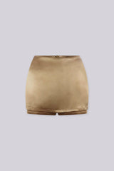 Satin high rise A-line mini skort featuring back exposed shorts