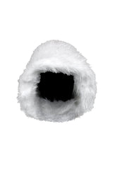 EDGE — white faux fur bucket hat, front view flat lay