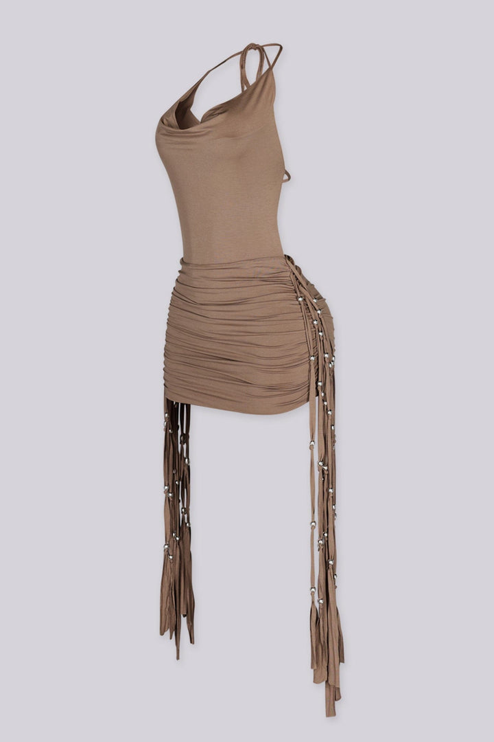 Wild Desert Beaded Fringe Mini Dress