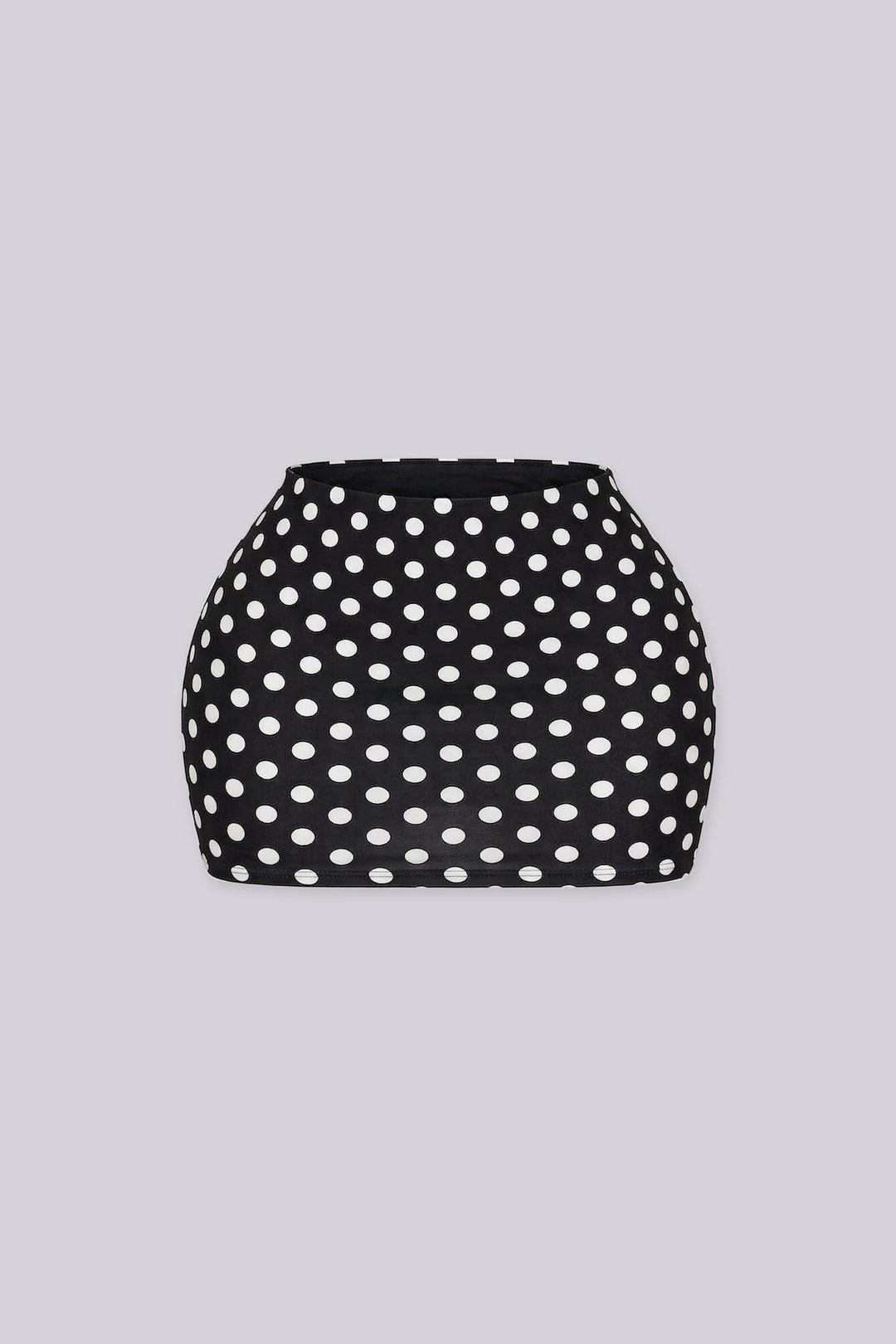 High waisted bodycon polka dots mini skirt featuring form fitting stretch fabric
