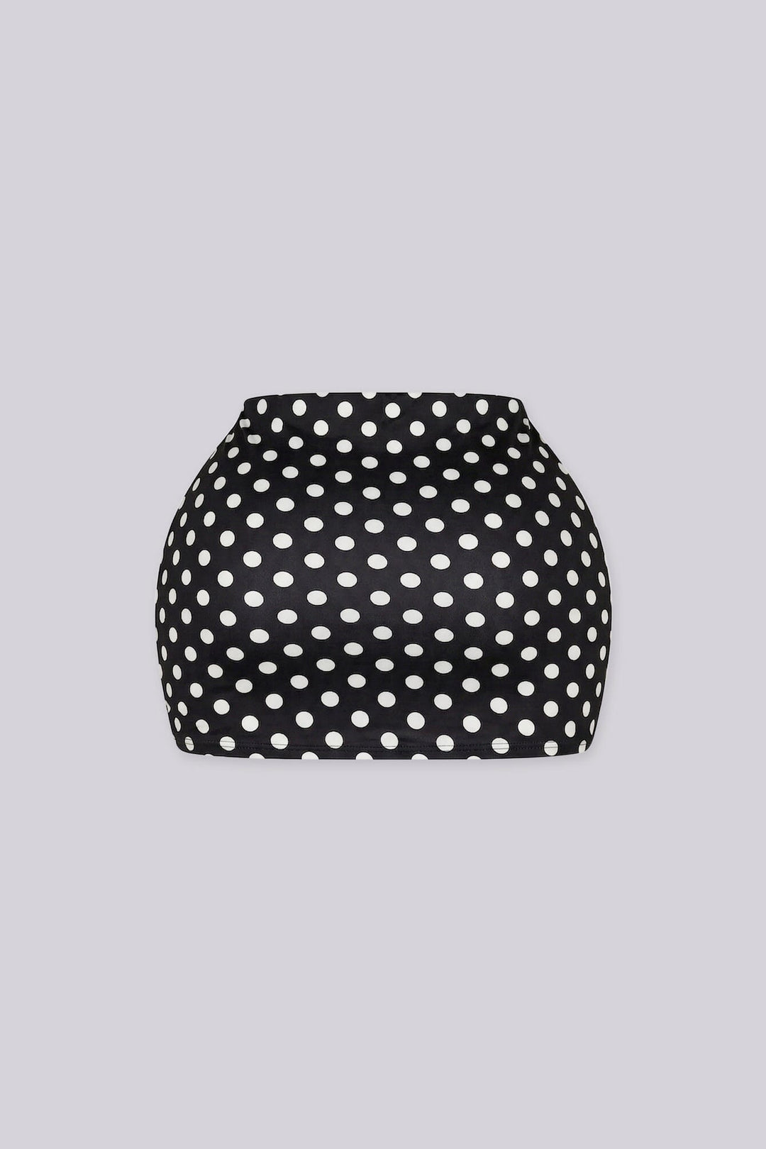 High waisted bodycon polka dots mini skirt featuring form fitting stretch fabric