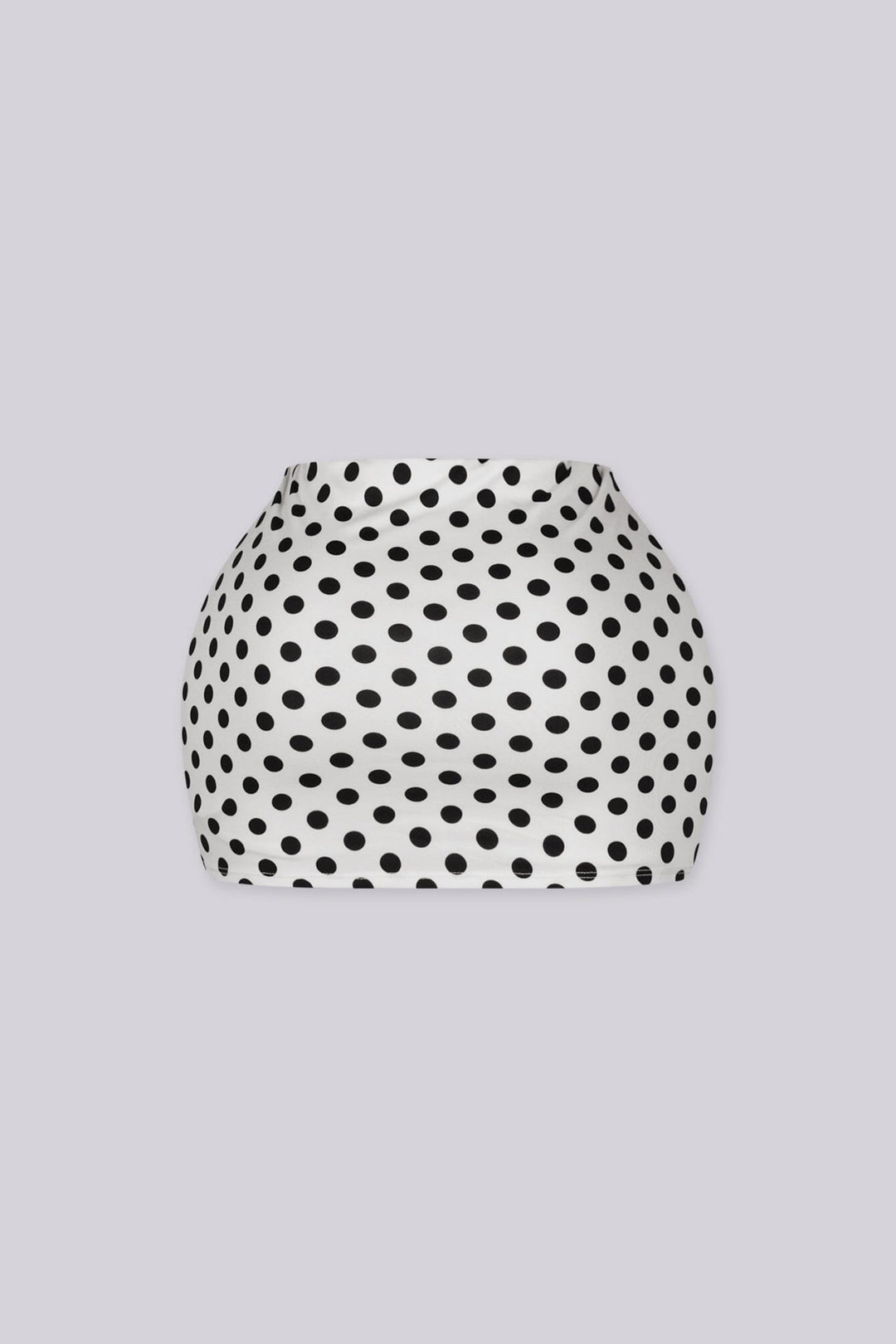 High waisted bodycon polka dots mini skirt featuring form fitting stretch fabric