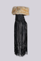 Wolfsbane Fur Off Shoulder Fringe Corset Top