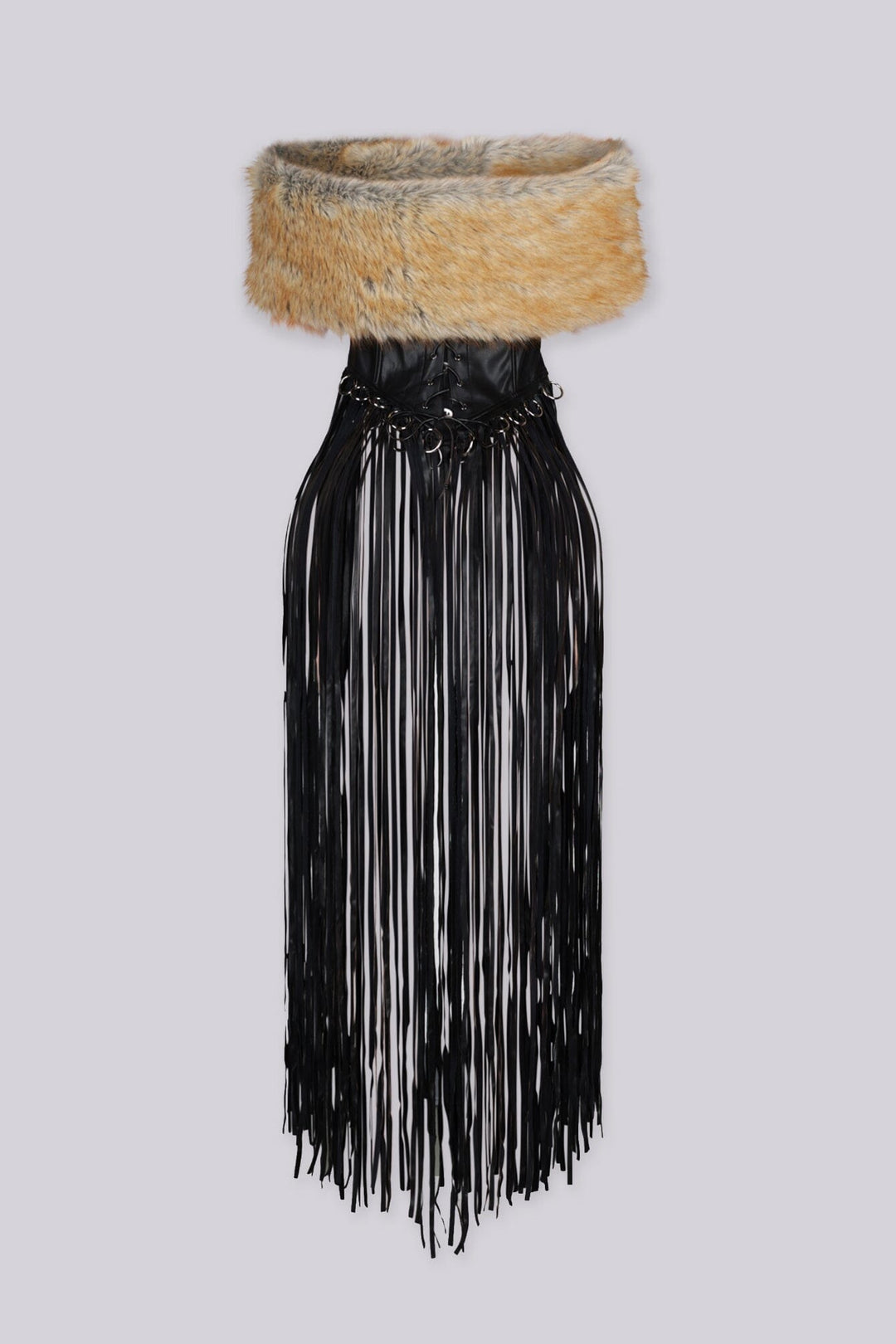 Wolfsbane Fur Off Shoulder Fringe Corset Top