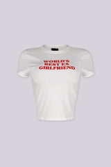 Soft cotton crop tee featuring "WORLD&