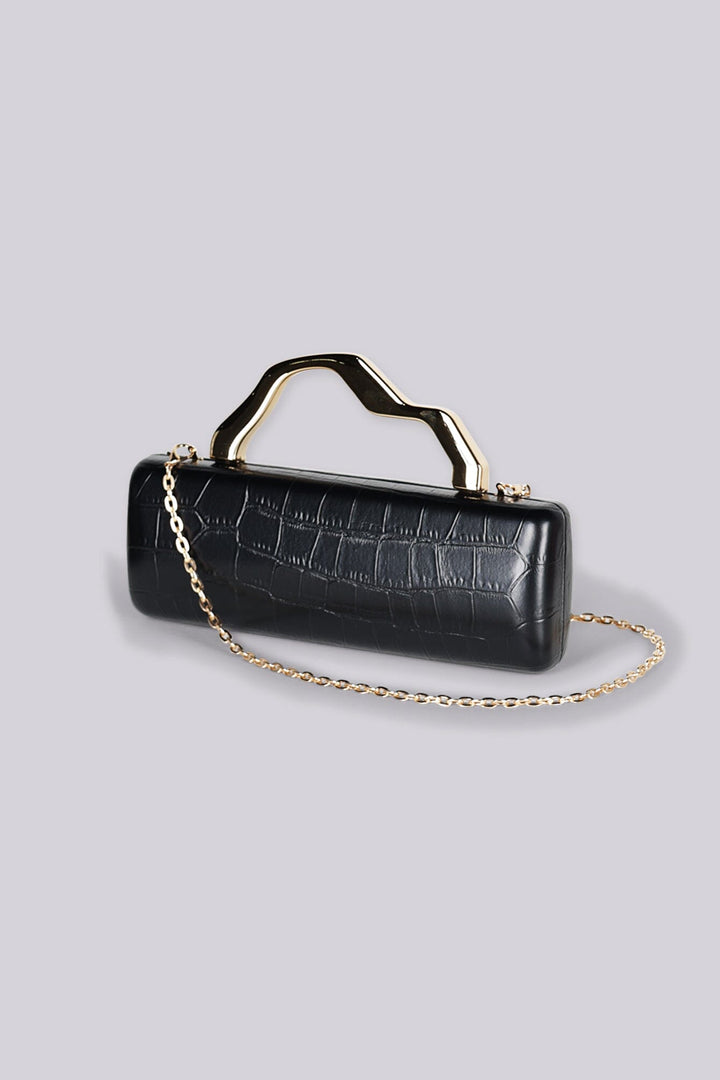 Zaylee Croc Embossed Top Handle Box Clutch Bag