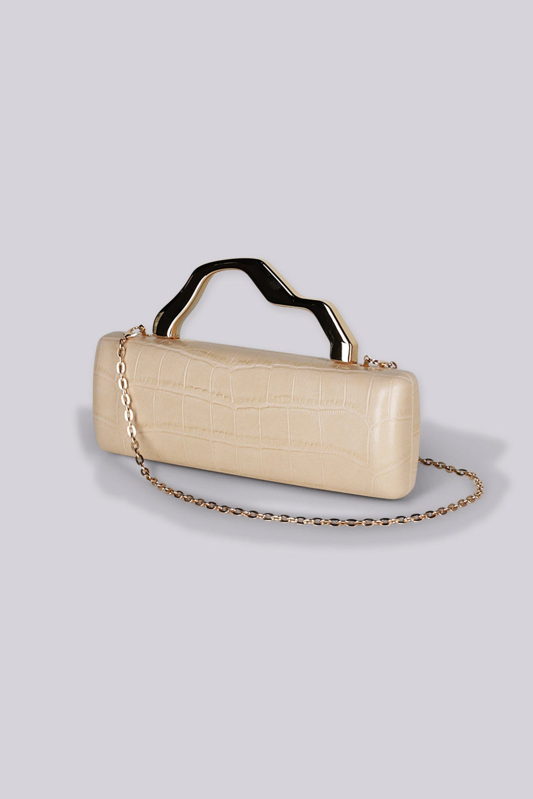 Zaylee Croc Embossed Top Handle Box Clutch Bag