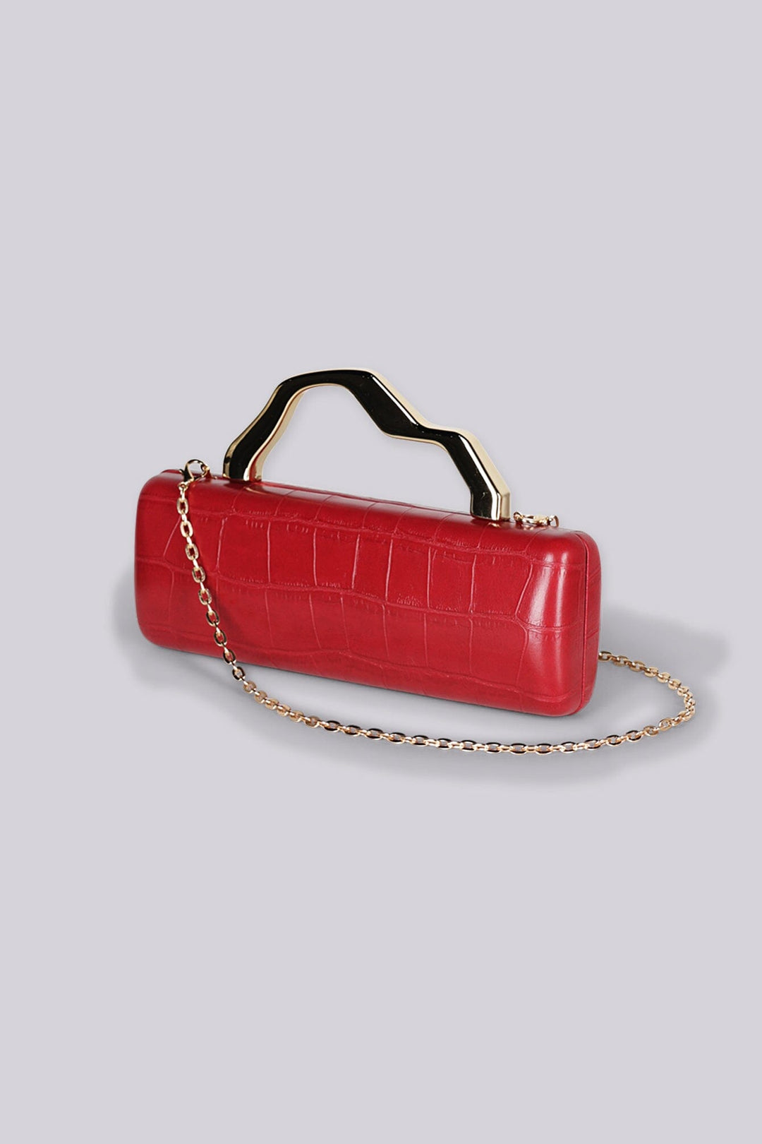 Zaylee Croc Embossed Top Handle Box Clutch Bag