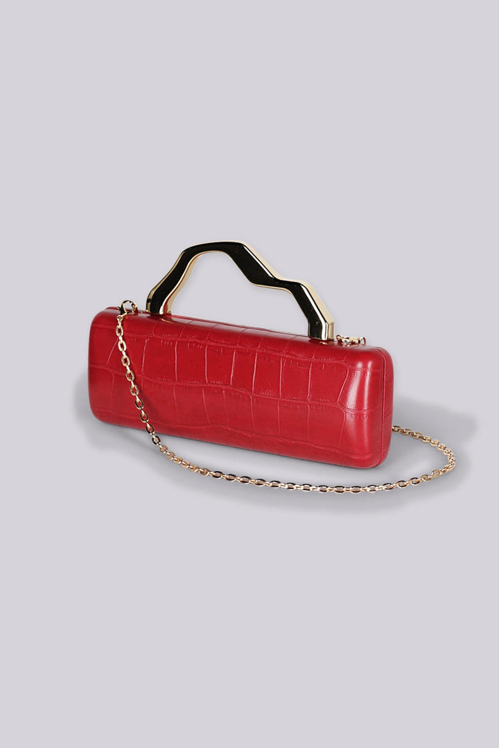 Zaylee Croc Embossed Top Handle Box Clutch Bag