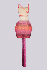 EDGEBYKS - Cowl neckline mini dress with adjustable spaghetti straps, back view