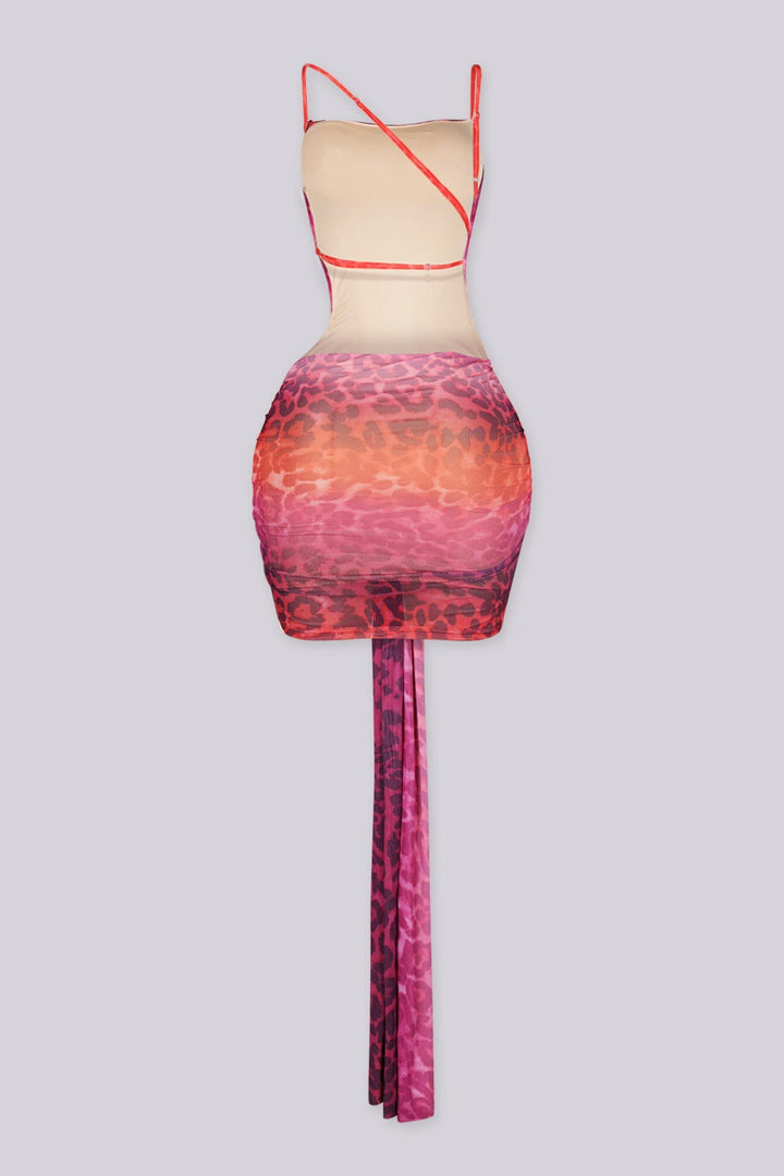EDGEBYKS - Cowl neckline mini dress with adjustable spaghetti straps, back view