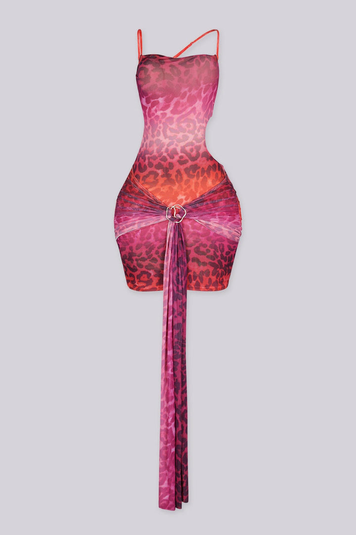 EDGEBYKS - Cowl neckline mini dress with adjustable spaghetti straps, front view