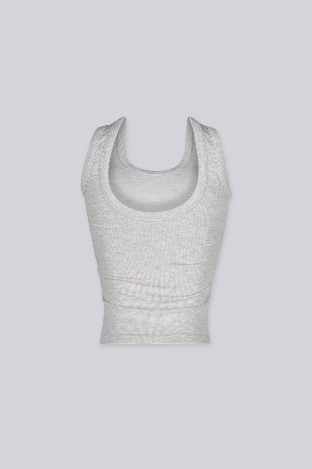 EDGEBYKS - Scoop neckline ribbed knit basic tank top, heather gray back view