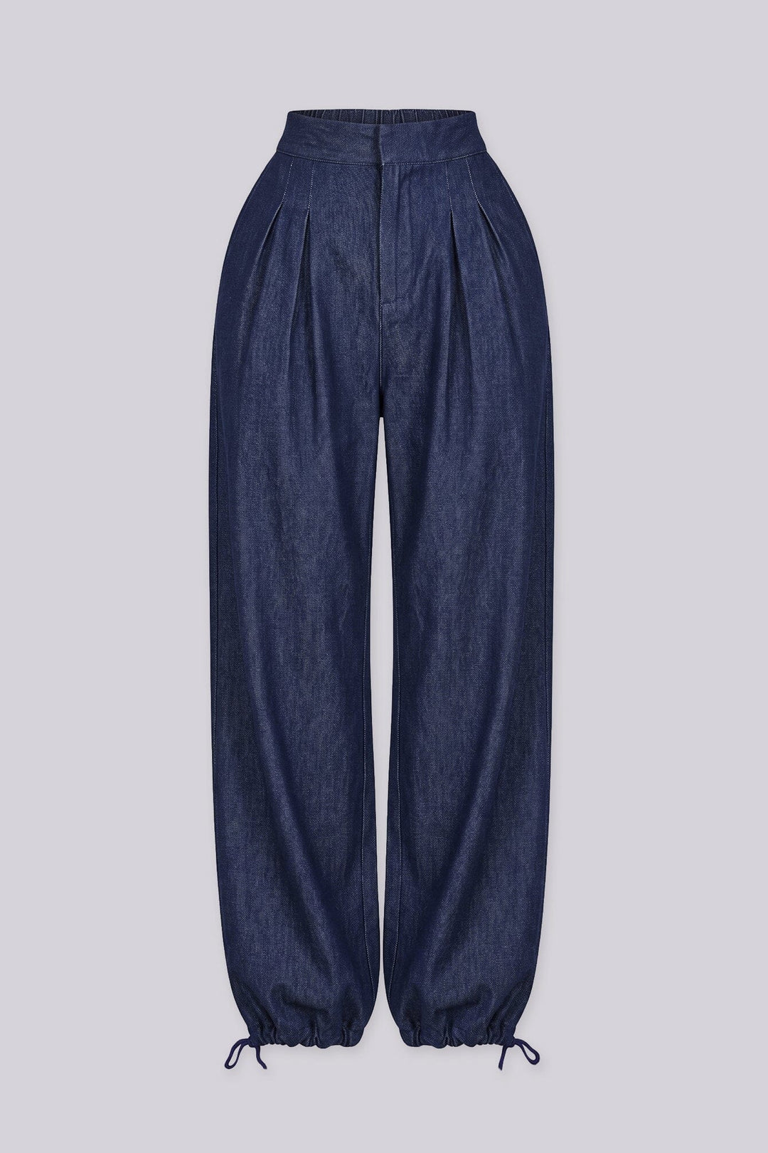 EDGEBYKS - Relaxed wide leg pants with deep inverted pleats at the high waist, blue front view v2
