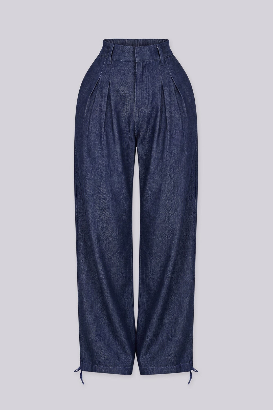 EDGEBYKS - Relaxed wide leg pants with deep inverted pleats at the high waist, blue front view