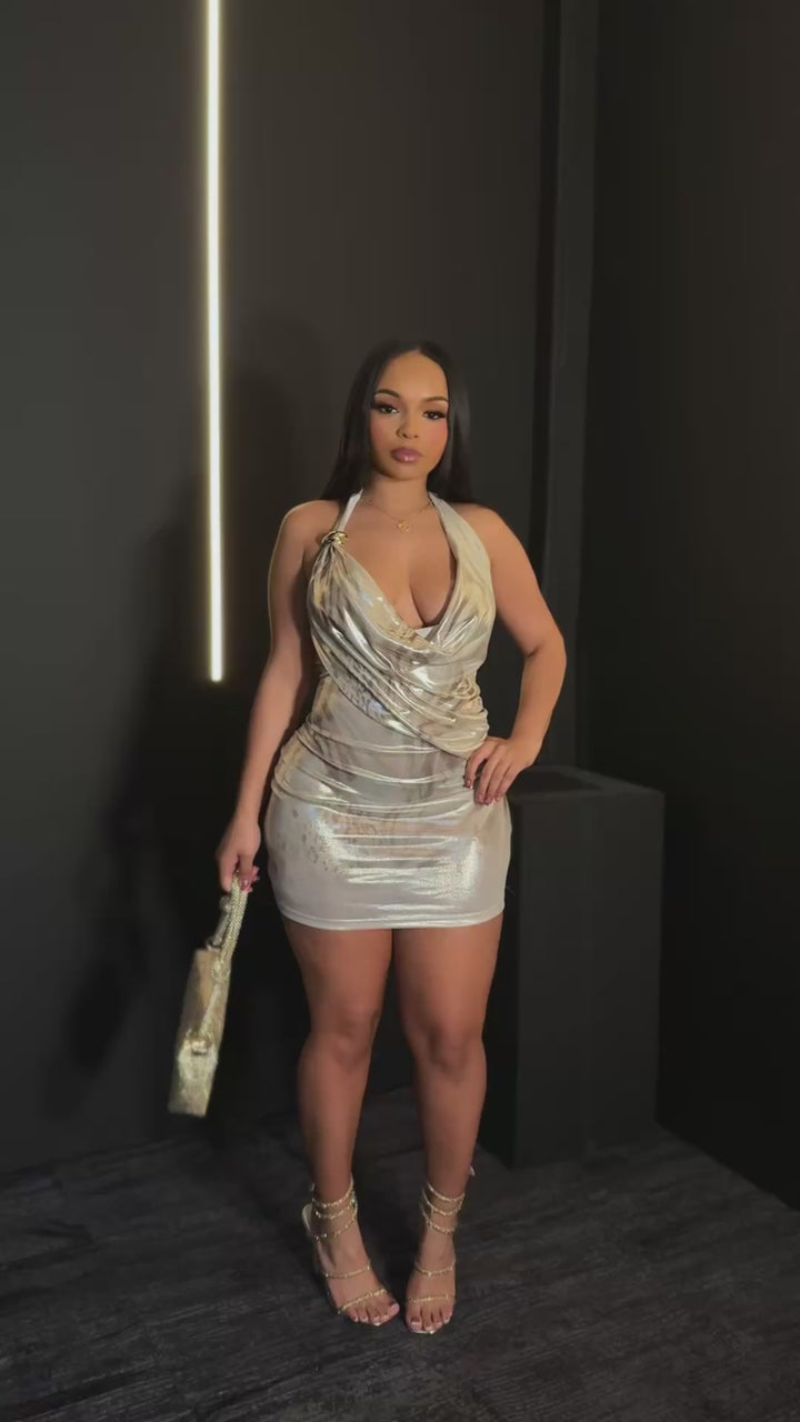 After Sunset Foil Mini Dress