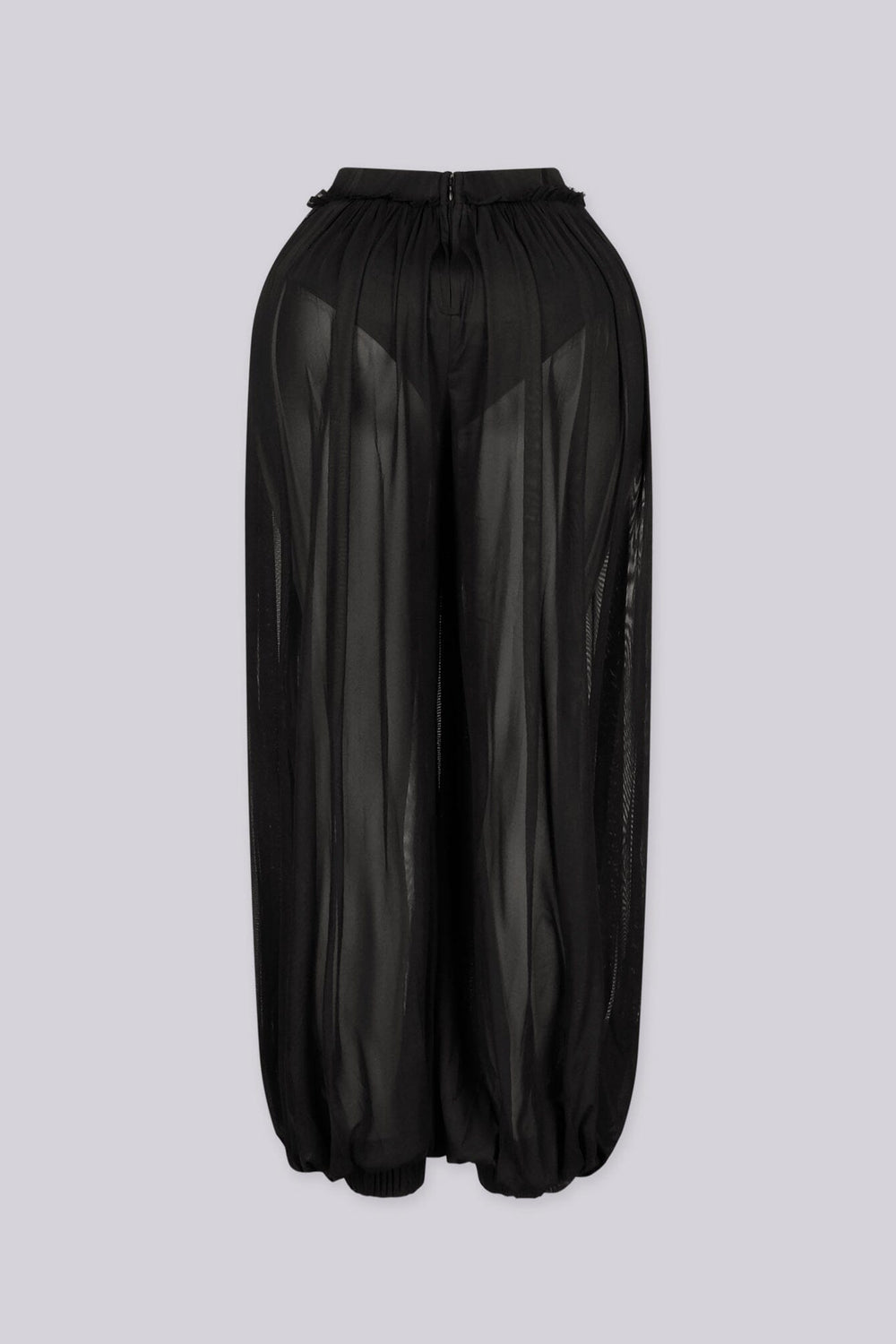 EDGEBYKS - Mesh wide leg pants with elasticated waistband and ankle cuff hem, back view