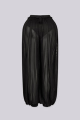 EDGEBYKS - Mesh wide leg pants with elasticated waistband and ankle cuff hem, back view