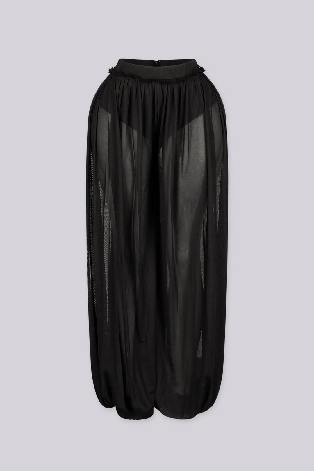 EDGEBYKS - Mesh wide leg pants with elasticated waistband and ankle cuff hem, front view