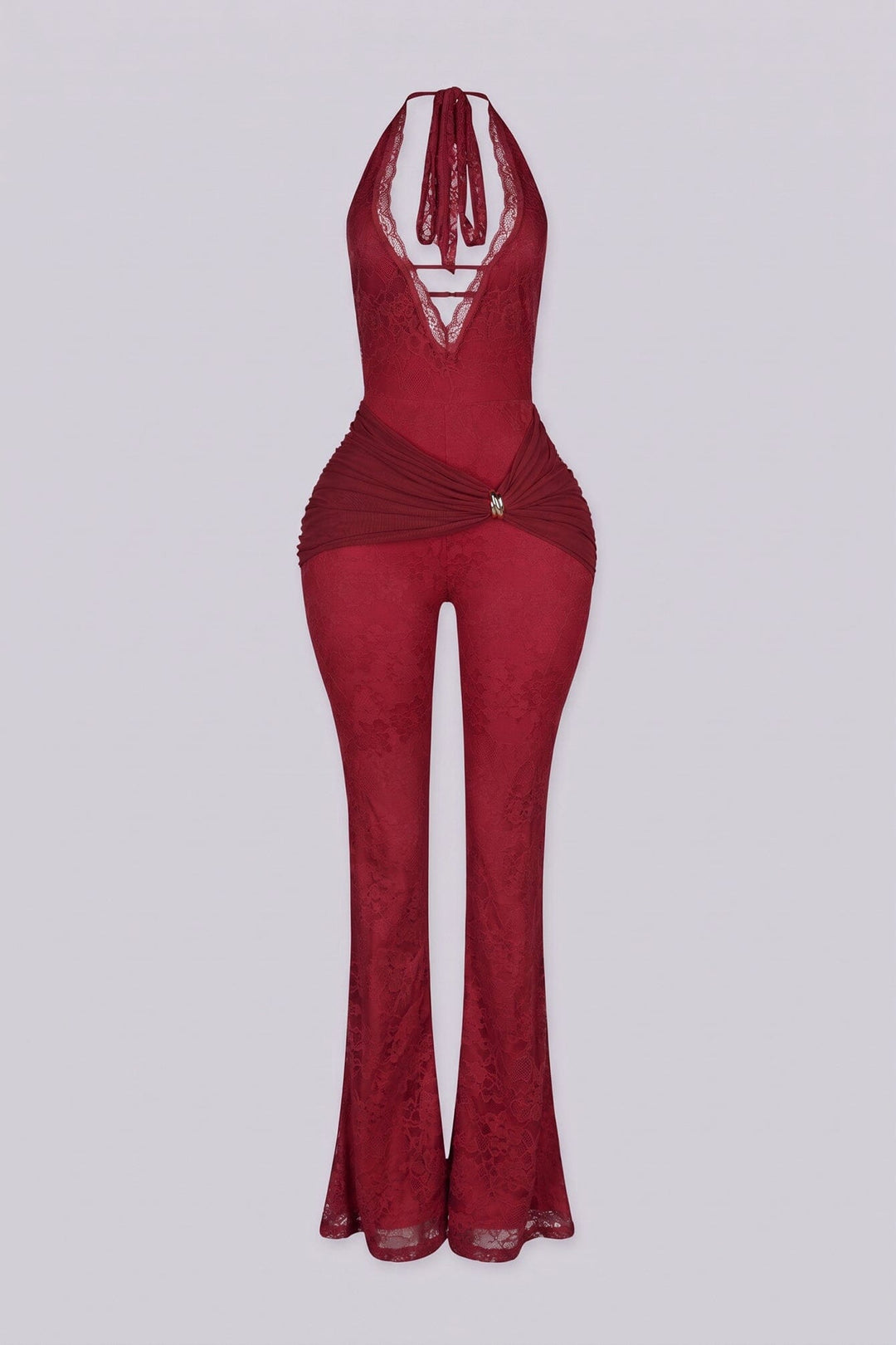 Ismera Lace Halter Overlap Jumpsuit