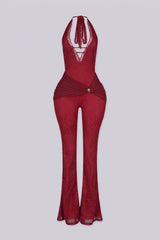 Ismera Lace Halter Overlap Jumpsuit