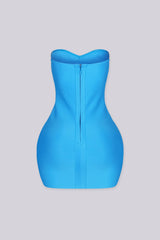 EDGEBYKS - Sweetheart neckline tube body con mini dress, aqua back view