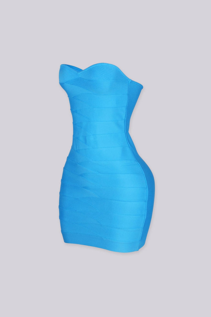 EDGEBYKS - Sweetheart neckline tube body con mini dress, aqua side view