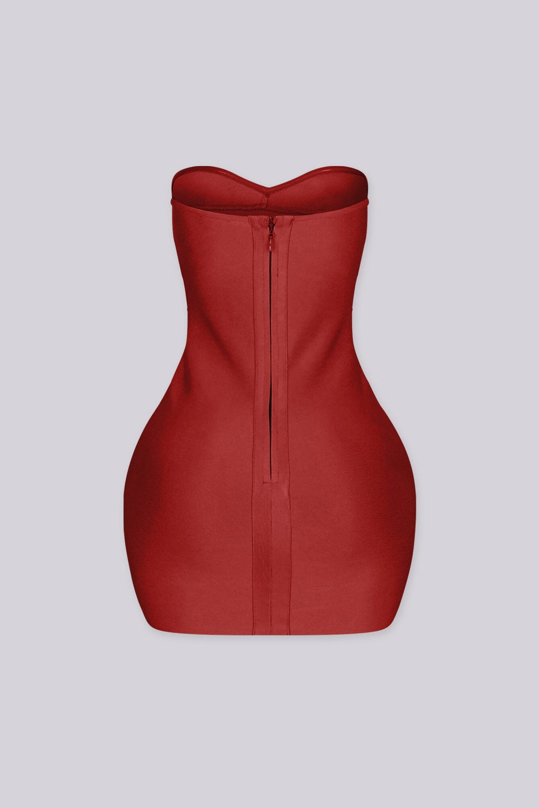 EDGEBYKS - Sweetheart neckline tube body con mini dress, cherry back view