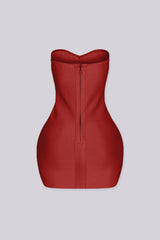 EDGEBYKS - Sweetheart neckline tube body con mini dress, cherry back view