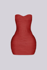 EDGEBYKS - Sweetheart neckline tube body con mini dress, cherry front view