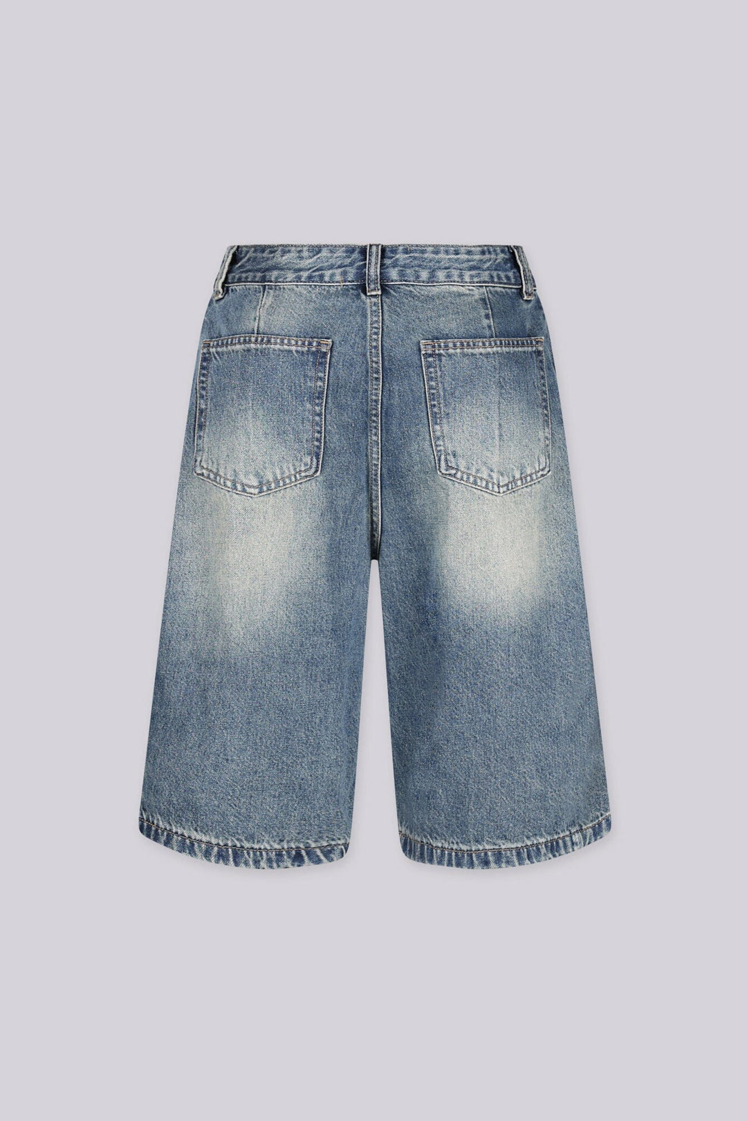 EDGEBYKS - High waisted wide leg denim bermuda shorts, back view
