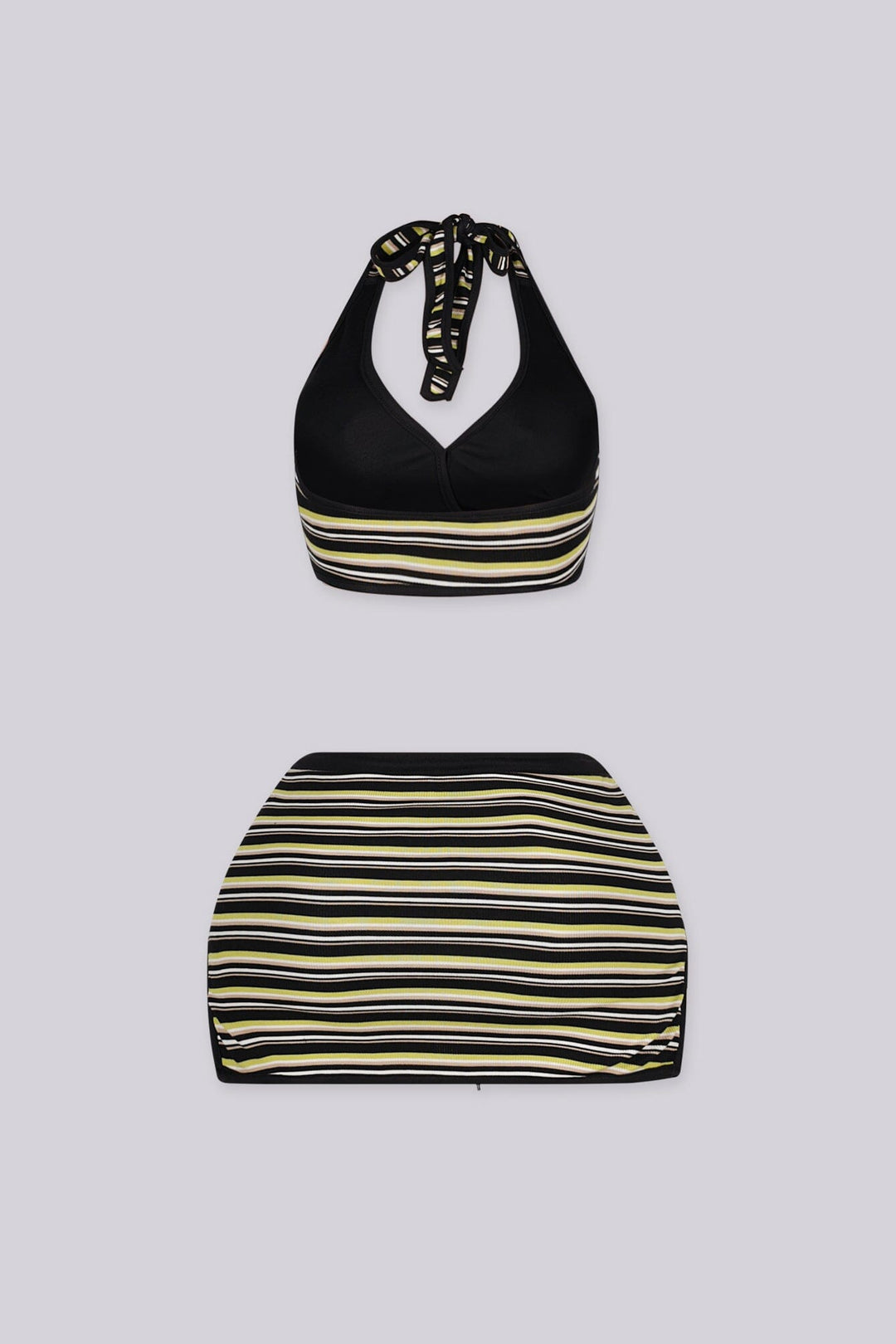 EDGEBYKS -Halter neckline V-front bralette style top with silicone grip support back view