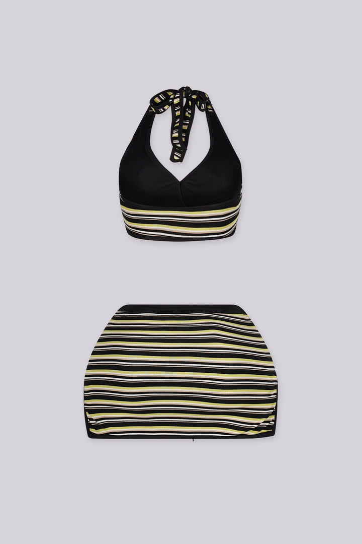EDGEBYKS -Halter neckline V-front bralette style top with silicone grip support back view